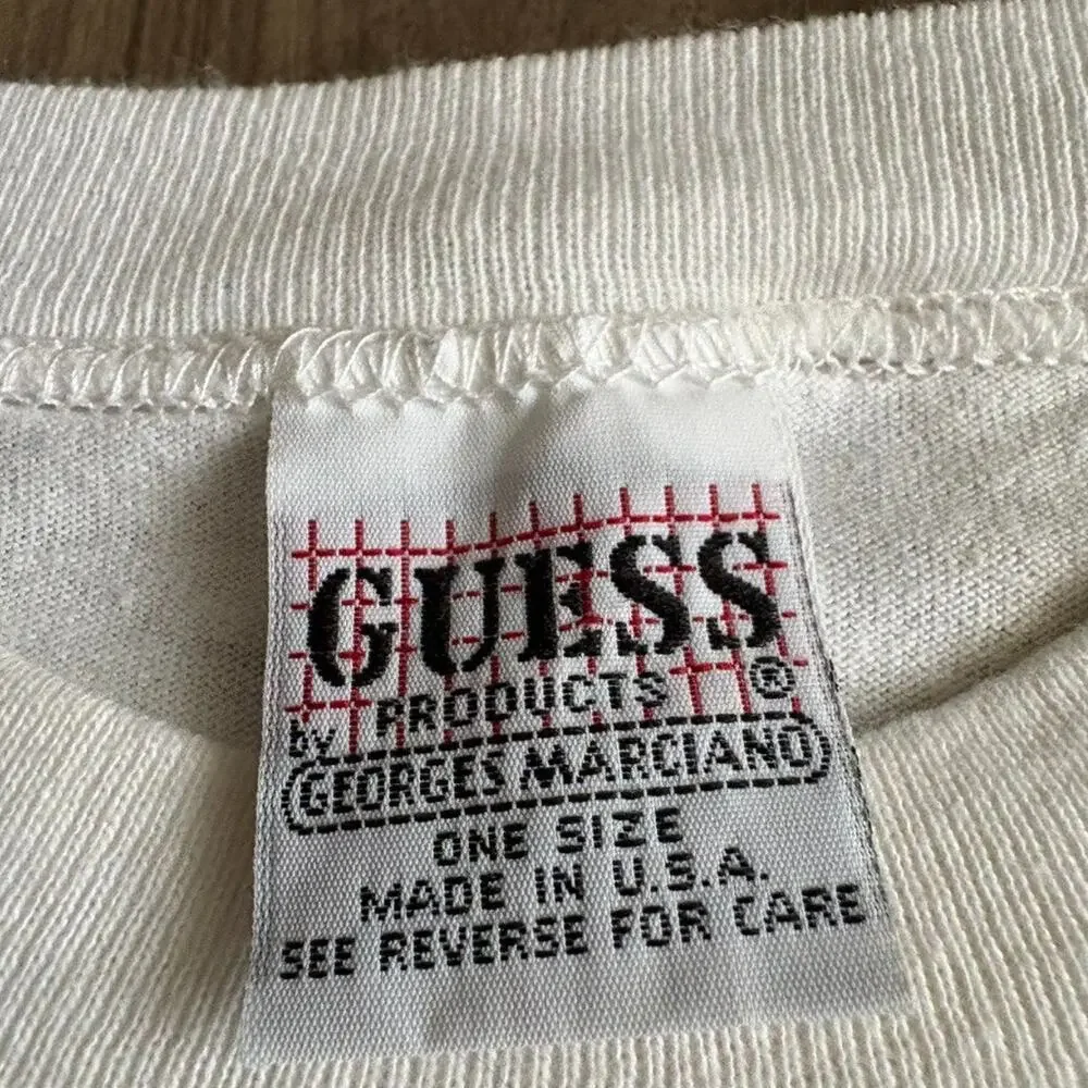 Vintage Guess Jeans T-Shirt Men's Size M White 1990s America Embroidered - Picture 3 of 8